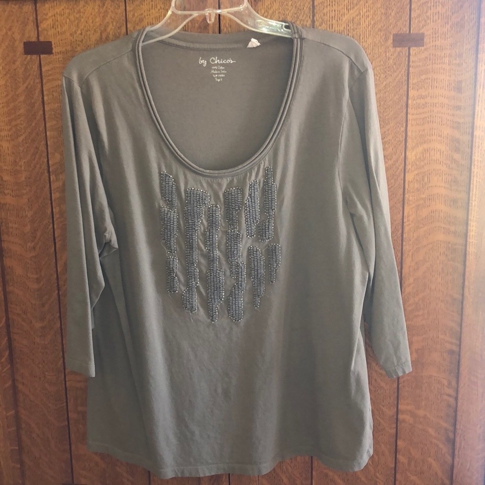 Chico’s Shirt, 3/4 sleeve, olive color